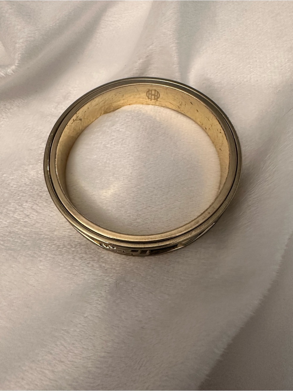 House of Harlow 1960 Aztec Bangle Gold and Black Leather Inlay Bracelet - Picture 4 of 8